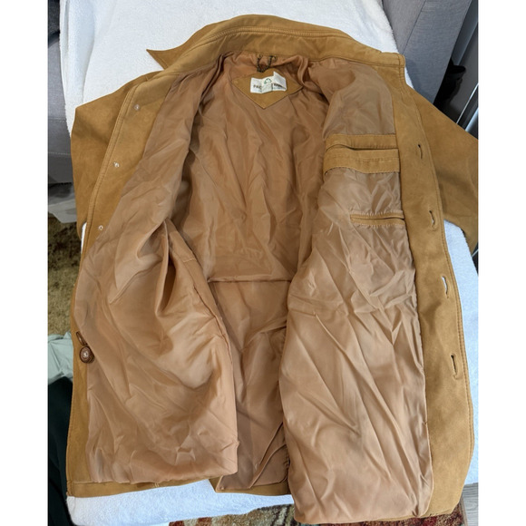 Vtg Unisex Pacific Trail Sportswear Tan PVC suede Barn Chore Jacket Korea Sz-40 - Picture 8 of 10